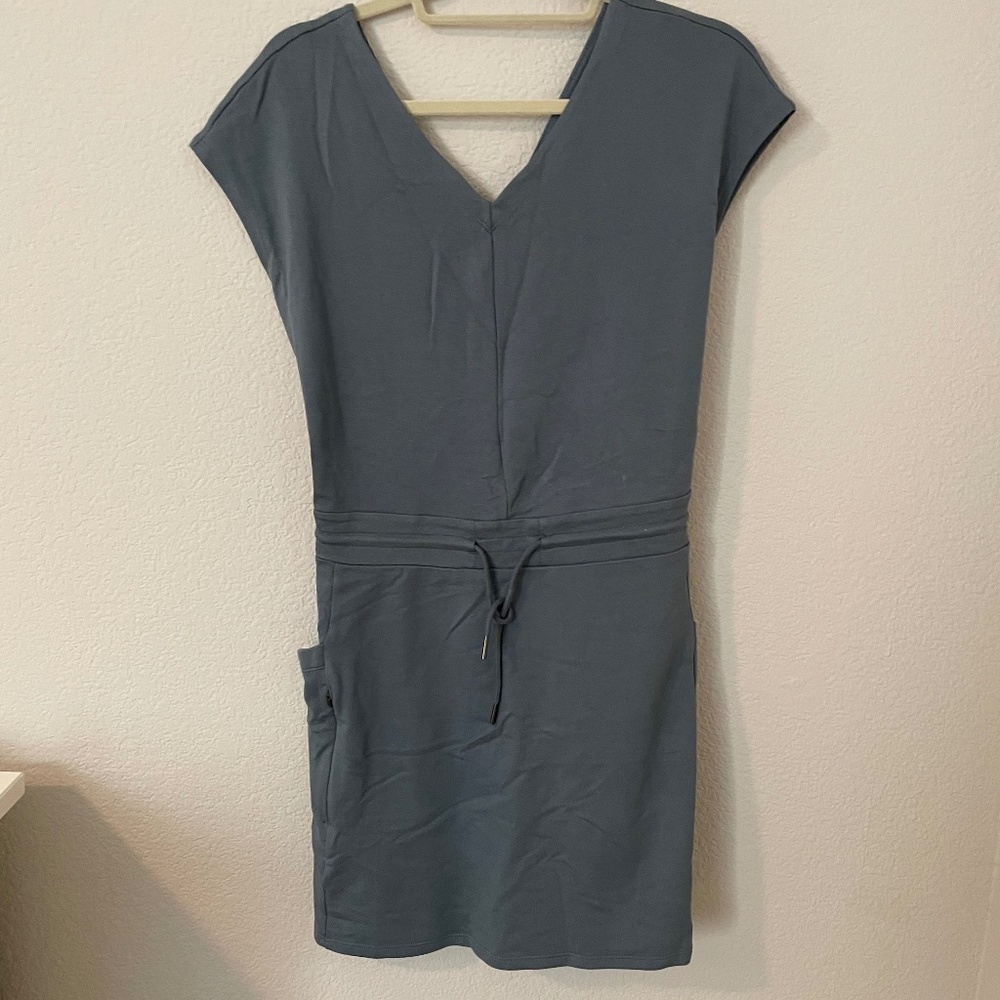 Patagonia Gray Sheath Dress with V-Neck and Cap Dolman Sleeves